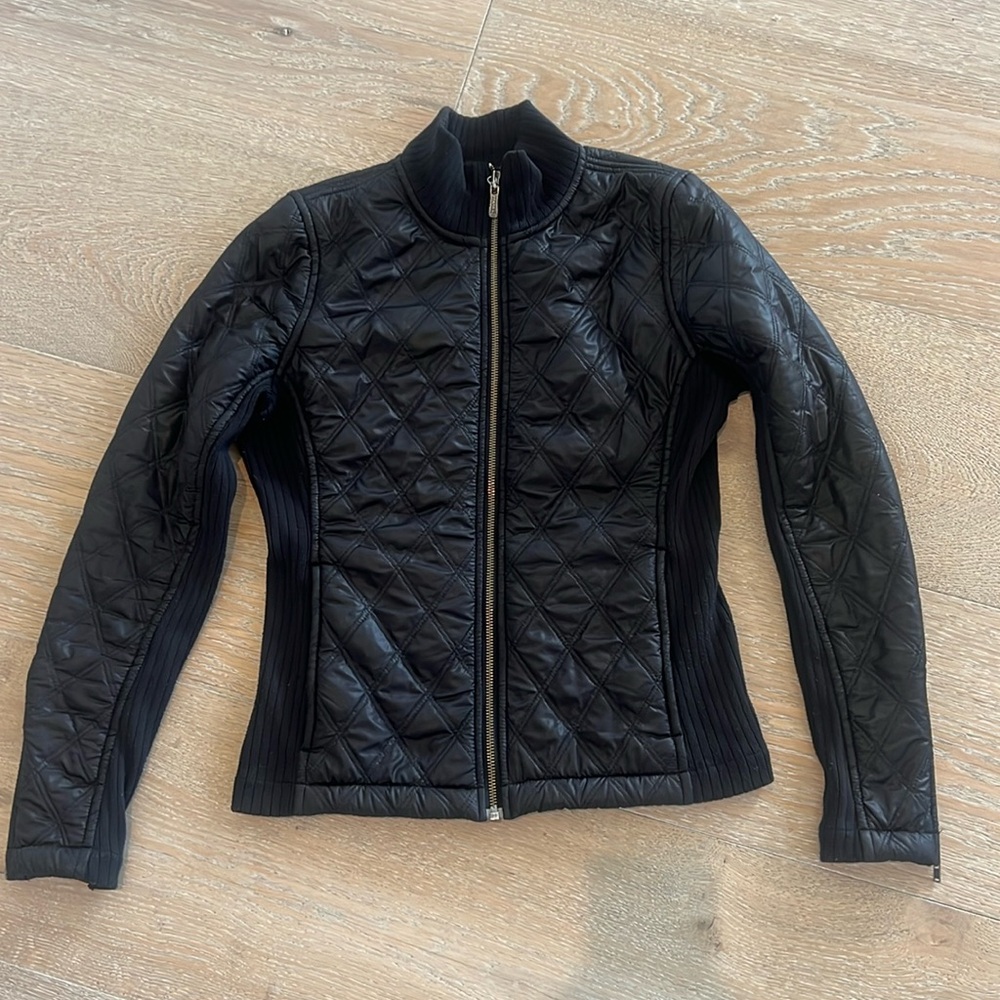 PRANA Breath Diva sherpa QUILTED Moto Puffer JACKET Black  Small